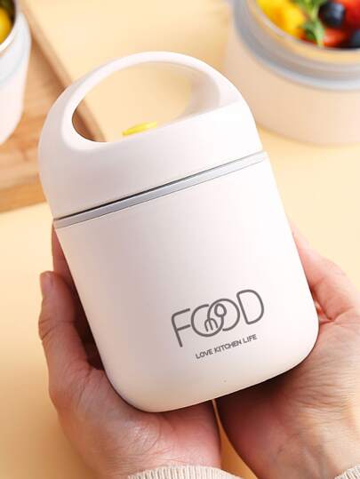 1pc 304 Stainless Steel Insulated Lunch Box & Soup Mug With Sealing Lid & Handle, Portable Thermal Food Container Christmas Gift