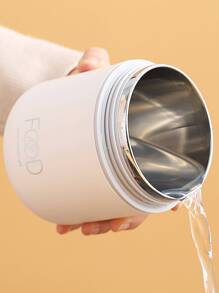 1 pieza Caja de almuerzo y taza para sopa aislada de acero inoxidable 304 con tapa sellada y asa, recipiente térmico portátil para alimentos, regalo de Navidad - Blanco - Ver 5