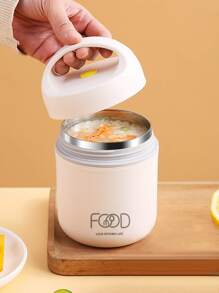 1 pieza Caja de almuerzo y taza para sopa aislada de acero inoxidable 304 con tapa sellada y asa, recipiente térmico portátil para alimentos, regalo de Navidad - Blanco - Ver 2