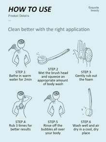 1 chiếc bàn chải tắm đa năng màu hồng + 1 chiếc màu xanh với đầu chữ S mềm, cán dài, có chức năng chà lưng và tẩy tế bào chết, sản xuất tại Nhật Bản Trang trí phòng tắm gia đình - Nhiều màu - Xem 5