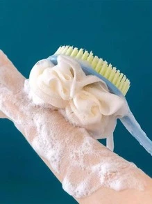 1 chiếc bàn chải tắm đa năng màu hồng + 1 chiếc màu xanh với đầu chữ S mềm, cán dài, có chức năng chà lưng và tẩy tế bào chết, sản xuất tại Nhật Bản Trang trí phòng tắm gia đình - Nhiều màu - Xem 4