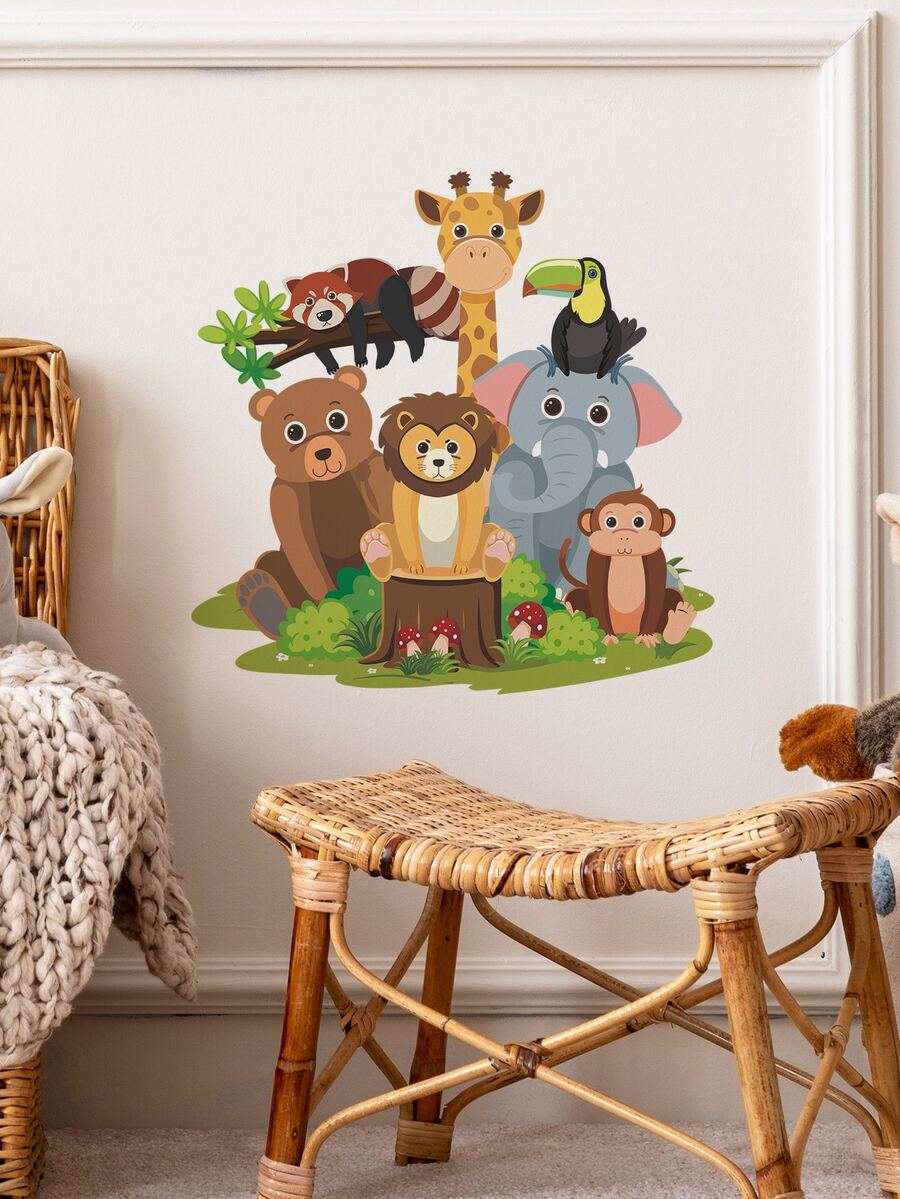 1入組卡通動物混合性牆貼 - 彩色 - 查看 1