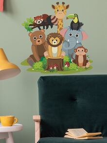 1入組卡通動物混合性牆貼 - 彩色 - 查看 3