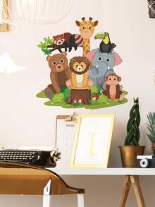 1入組卡通動物混合性牆貼 - 彩色 - 查看 2