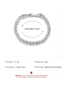 1 件精致奢华罗马风格水钻手链，带心形方晶锆石装饰，适合日常生活和节日派对。优雅派对万圣节 - 銀色 - 查看 10