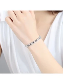 1 件精致奢华罗马风格水钻手链，带心形方晶锆石装饰，适合日常生活和节日派对。优雅派对万圣节 - 銀色 - 查看 7