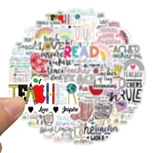 50 cái Ngày giáo viên Viết tháu Hình dán Đối với Trang trí Điện thoại , Máy tính , Hành lý , Quyển sổ - Màu be - Xem 6