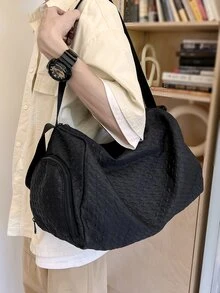 Black Large Capacity Travel Bag, Dry & Wet Separation Gym Sports Bag, Luggage Carry On Weekender Overnight Bag - Black - View 3