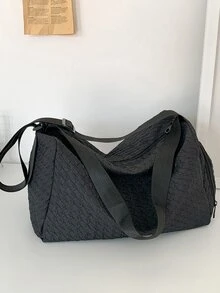 Black Large Capacity Travel Bag, Dry & Wet Separation Gym Sports Bag, Luggage Carry On Weekender Overnight Bag - Black - View 5