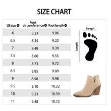 Women's Ankle Boots Slip On Cutout Pointed Toe Chunky Stacked Mid Heel Booties - Màu be - Xem 7