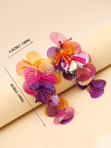 Travachic Hoa tai đính hạt sequin vỏ sò màu hồng rực rỡ thủ công Hoa tai tuyên bố cho bé gái và phụ nữ Quà tặng cho kỳ nghỉ hè của cô ấy ở bãi biển - Đầy màu sắc - 4 bông hoa thủ công trên mỗi bông tai - Xem 4