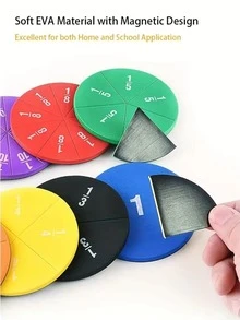 大尺寸彩色磁性分數餡餅帶軟EVA材料數學學習工具適用於家庭學習和學校教學 - 彩色 - 查看 3