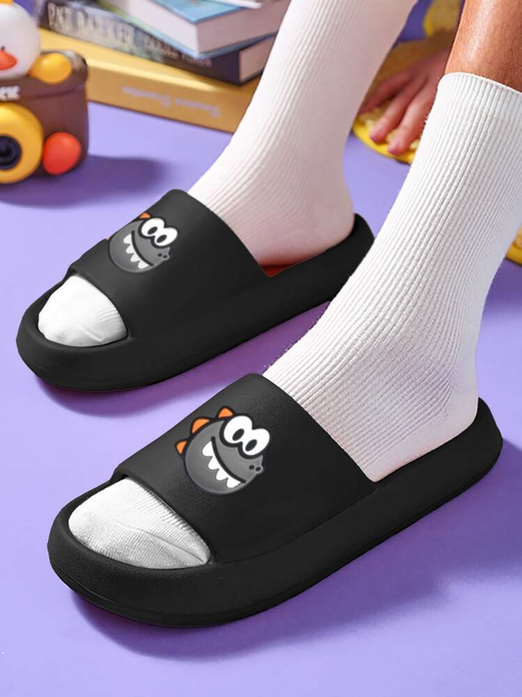 Pantuflas de hombre de primavera a verano con dibujos animados de animales - simples y de moda, ligeras y transpirables para la playa, senderismo y uso diario - Negro - Añade 4