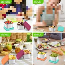 Set Of 3, 6oz Stainless Steel Snack Box With Silicone Lid, Leak-Proof Mini Metal Food Storage Container For Snacks, Lunch, Office, Travel - Multicolor - View 7