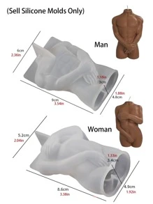 2pcs/set Silicone Mold For Realistic Human Figure Candle Making, Shy Woman & Man Holding Hands - White - View 4
