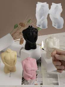 2pcs/set Silicone Mold For Realistic Human Figure Candle Making, Shy Woman & Man Holding Hands - White - View 3