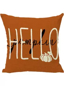 1入組萬聖節裝飾枕頭套 18x18 萬聖節裝飾農舍說戶外秋季枕頭家居裝飾靠墊盒 - 橘色 - 查看 1