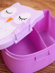 1 件装卡通猫头鹰午餐盒，微波炉安全便当盒，办公室工作人员用于便餐和保存的食物容器，厨房，圣诞节礼物 - 淡紫色 - 查看 5