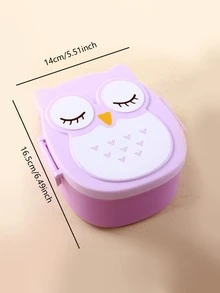 1 件装卡通猫头鹰午餐盒，微波炉安全便当盒，办公室工作人员用于便餐和保存的食物容器，厨房，圣诞节礼物 - 淡紫色 - 查看 3