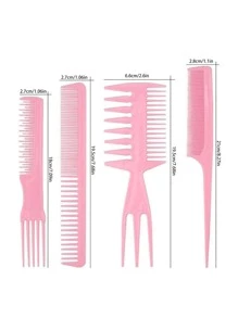 8 件套家用和美髮沙龍理髮梳、平梳、細齒梳、逗弄梳等 - 粉色 - 查看 3