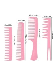 8 件套家用和美髮沙龍理髮梳、平梳、細齒梳、逗弄梳等 - 粉色 - 查看 4