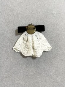 hepound Fashionable Vintage Embroidered Lace Black Velvet Bowknot Princess Brooch With Crystals Embellished, For Collar Decoration/floral Arrangement - Coffee Brown - View 2