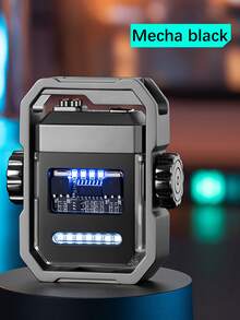 x12機械風雙弧陀螺儀電子脈衝打火機高結尾禮品充電減壓打火機 - 黑色 - 查看 7