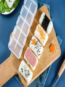 1pc Rice Ball Mould Sushi Mold, Warship Sushi Mold With 5-part Handheld Plastic Seaweed Rice Bowl DIY Sushi Maker - Clear - View 6