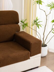 1入組提花絲絨季節性通用沙發套,現代風格防滑線格沙發套,客廳長沙發保護裝置合適的適用於L形沙發和1/2/3/4人座沙發 - 咖色 - 查看 6