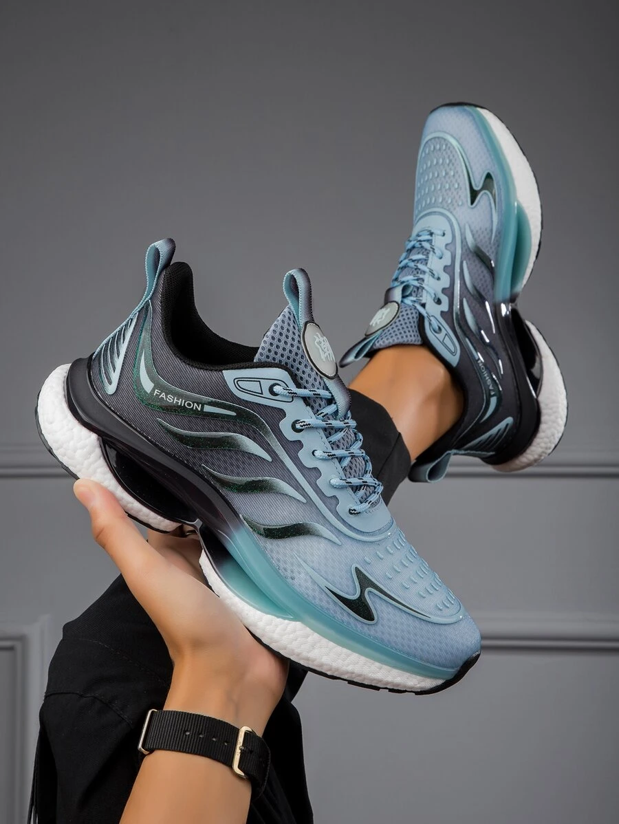 Hàng mới đến Độ đàn hồi cao Để lạnh Lụa Không khí Lưới Với Popcorn Đế , Hàn Quốc Linh hoạt Thông thường hàng ngày Giày thể thao Cho nam giới Mùa Xuân , Mùa hè , Mùa thu , Lưới thoáng khí Nam Giày Chạy bộ - Màu xanh bụi bặm - Xem 1