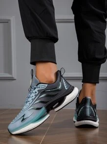 新品到貨高彈性冰鎮真絲空氣網紗帶爆米花鞋底,韓語多用途日常休閒運動鞋適合男士彈簧,夏天,秋天,透氣網布男士跑步鞋 - 霧霾藍 - 查看 5