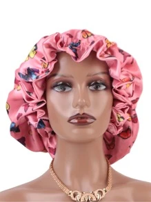 雙層蝴蝶圖案時尚睡眠帽絲質禮帽緞質禮帽