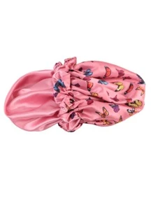 雙層蝴蝶圖案時尚睡眠帽絲質禮帽緞質禮帽