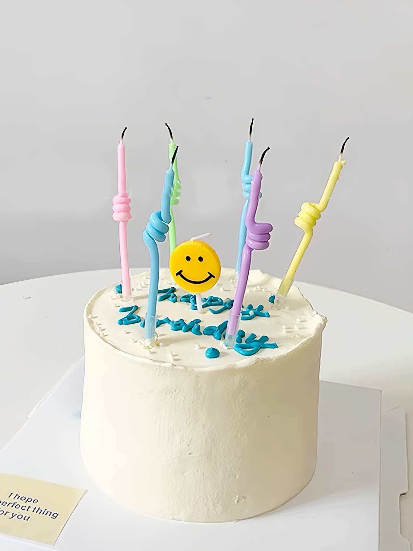 6 piezas Decoración de pasteles macarrón de colores con nudo velas para para niños de fiesta de cumpleaños - Multicolor - Ver 1