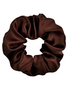 1 Miếng Cơ bản Màu thuần Xa ten Dây buộc tóc ruột già - màu nâu - Xem 2