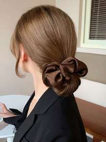 1 Miếng Cơ bản Màu thuần Xa ten Dây buộc tóc ruột già - màu nâu - Xem 1