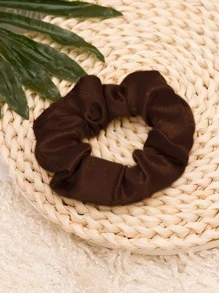 1 Miếng Cơ bản Màu thuần Xa ten Dây buộc tóc ruột già - màu nâu - Xem 3