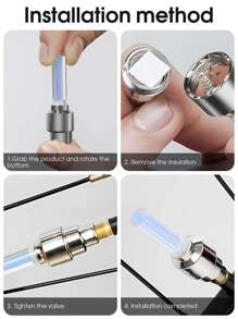 2pcs Blue Led Bicycle Wheel Light & Tire Valve Light For Motorcycles & Cars, Multi-function Night Riding Decorative Lighting