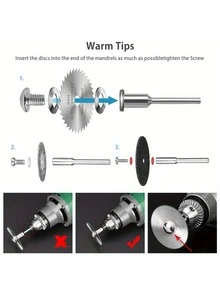 60pcs Cutting Wheel Set Wear Resistant Cutting Disc Kit Sharp Circular Saw Blade Set Professional Rotary Tool Accessories With Rod For Cutting Wood Plastic Metal Glass - Silver - View 4
