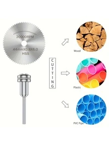 60pcs Cutting Wheel Set Wear Resistant Cutting Disc Kit Sharp Circular Saw Blade Set Professional Rotary Tool Accessories With Rod For Cutting Wood Plastic Metal Glass - Silver - View 2