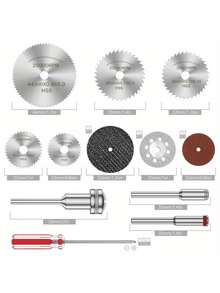 60pcs Cutting Wheel Set Wear Resistant Cutting Disc Kit Sharp Circular Saw Blade Set Professional Rotary Tool Accessories With Rod For Cutting Wood Plastic Metal Glass - Silver - View 8