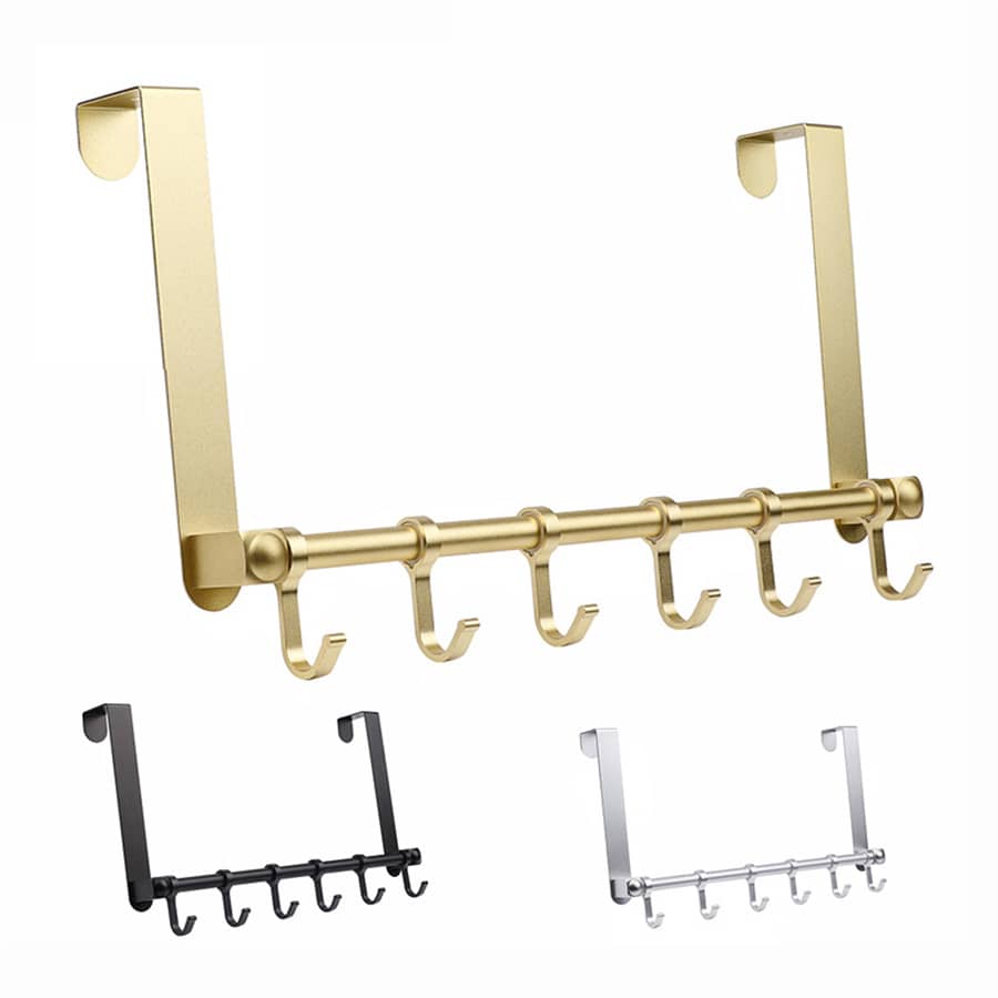 1pc Removable Metal Overthedoor Hook Without Drilling For Bedroom, Bathroom, Space Aluminum