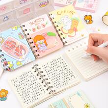 1 Cuaderno En Espiral Portátil Miniatura De Dibujos Animados Con 80 Hojas Para Niños - Multicolor - Ver 4
