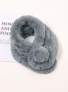 1 pieza Pañuelo de mujeres unicolor pelaje de conejo para otoño/invierno - Gris Oscuro - Ver 3