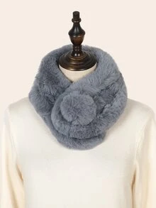 1 pieza Pañuelo de mujeres unicolor pelaje de conejo para otoño/invierno - Gris Oscuro - Ver 2