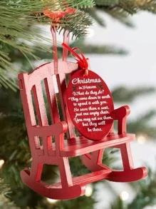 木製小搖椅掛飾,天堂紀念飾品（椅子+標籤） - 紅色 - 查看 3