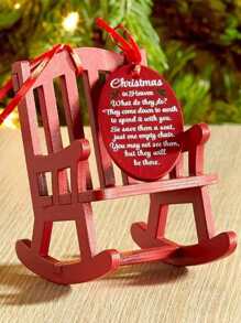 木製小搖椅掛飾,天堂紀念飾品（椅子+標籤） - 紅色 - 查看 1