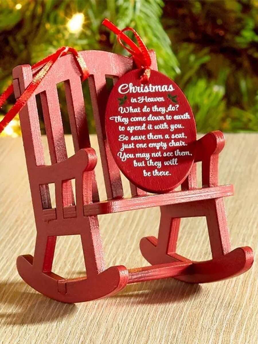 木製小搖椅掛飾,天堂紀念飾品（椅子+標籤） - 紅色 - 查看 1