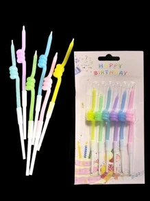 6pcs Macaron Colored Twist Birthday Candles, Cake Decorations For Party