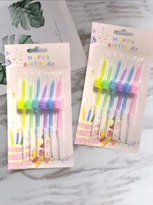 6pcs Macaron Colored Twist Birthday Candles, Cake Decorations For Party